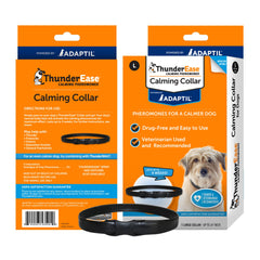 ThunderEase collar closeup reveals calming pheromone design for stress-free walks.