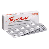 ThyroSafe 130mg tablets bottle pour, convenient access in an emergency kit.