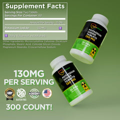 ThyroShield 130 mg tablets close-up showing uniform pills for reliable dosing.