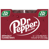 Tic Tac Dr Pepper pack front for on-the-go refreshment.