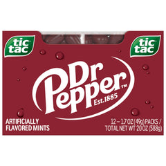 Tic Tac Dr Pepper pack front for on-the-go refreshment.