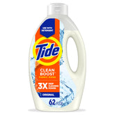 Tide Clean Boost fabric rinse bottle being poured for extra odor removal