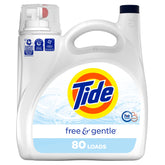 Tide Free & Gentle bottle pour shows gentle fabric care in every load