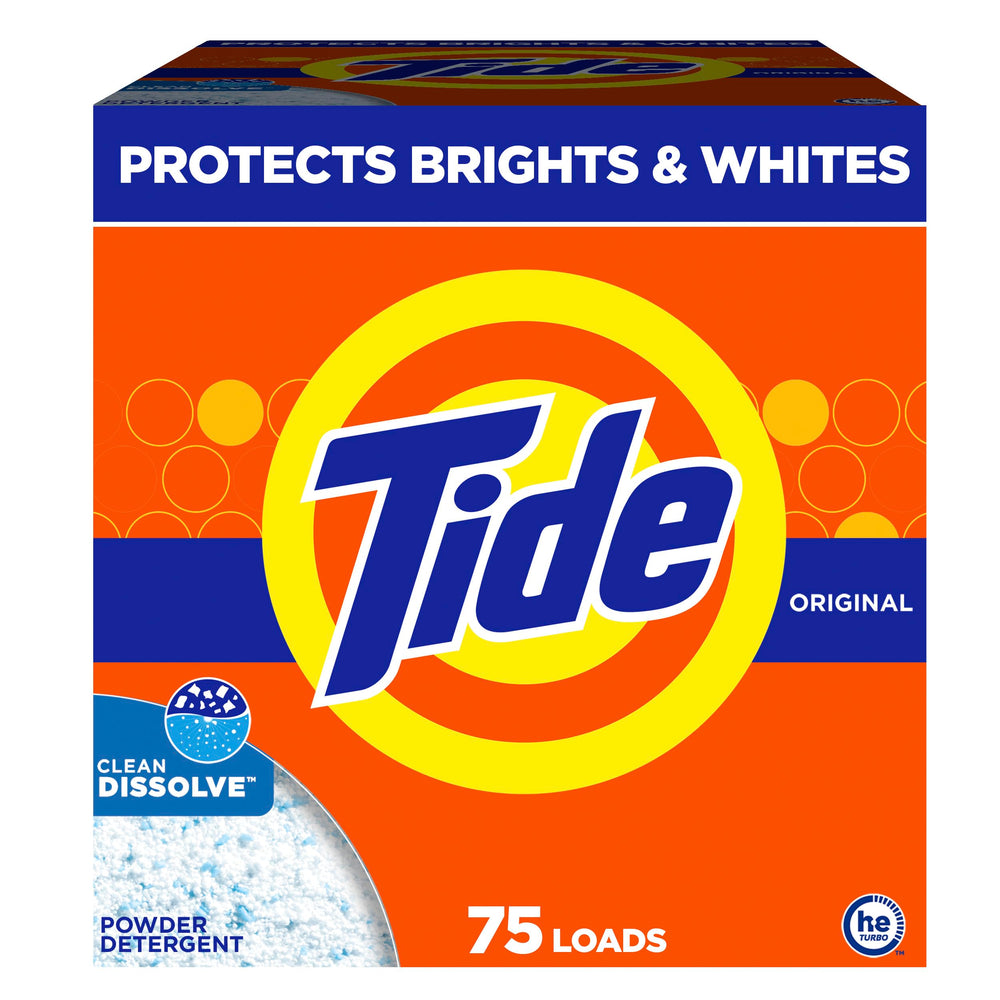 Tide Original powder detergent with a dosage scoop for tough-stain removal