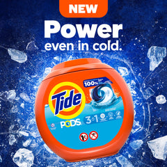 Tide PODS 3-in-1 clean detail showing stain removal and color protection.