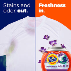 Tide Power Pods packaging highlights Febreze odor eliminators and scent.