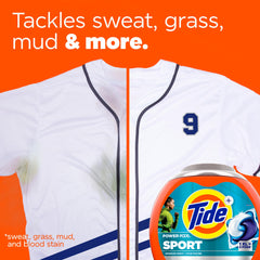 Tide Power Pods Sport stain-fighting action on fabric surfaces