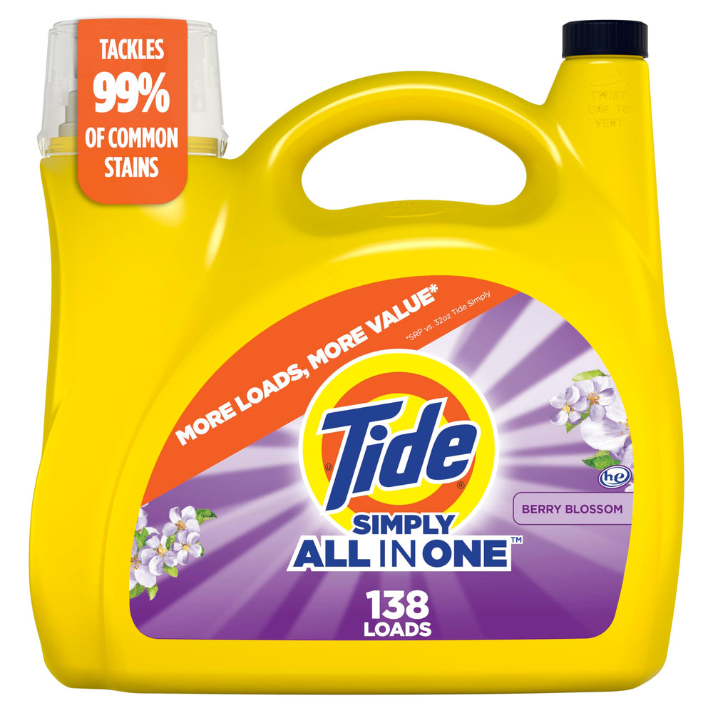 Tide Simply Clean & Fresh Berry Blossom bottle for everyday laundry with bright scent