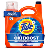 Tide Ultra Oxi Boost liquid bottle ready to tackle tough stains in every wash.