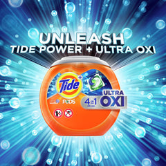Tide Ultra Oxi PODS dissolving in water demonstrates fast cleaning in hot or cold cycles.
