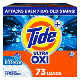 Tide Ultra OXI Powder Detergent packaging shows color-safe cleaning benefits for brights