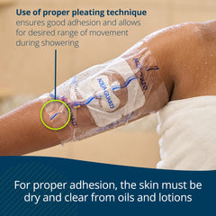 Close-up of TIDI AquaGuard self-adhesive edge and removal.