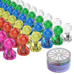 Tiergrade push pin magnets 60-pack shown on a fridge for organized displays