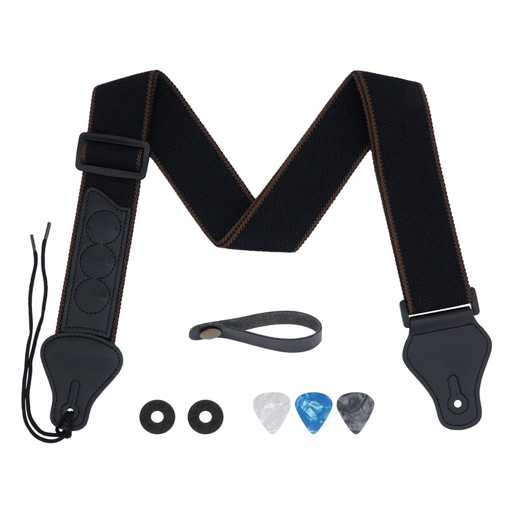 Tifanso guitar strap with soft cotton ends for comfortable shoulder support.