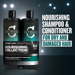 TIGI Catwalk Oatmeal & Honey conditioner bottle promotes smoother, softer hair