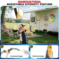 TIGTECGAME LED-lit archery bow enhances nighttime backyard fun.