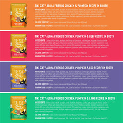 Beef flavor pouch with pumpkin from Tiki Cat Aloha Friends emphasizing high moisture