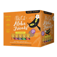Tiki Cat Aloha Friends variety pack with 12 pouches for flavor variety at mealtime