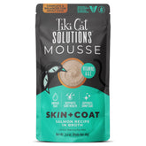 Tiki Pets Tiki Cat Solutions Mousse Salmon packaging close-up highlighting real salmon
