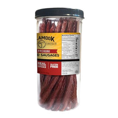 Tillamook Country Smoker pepperoni sticks label close-up highlighting heritage and ingredients.