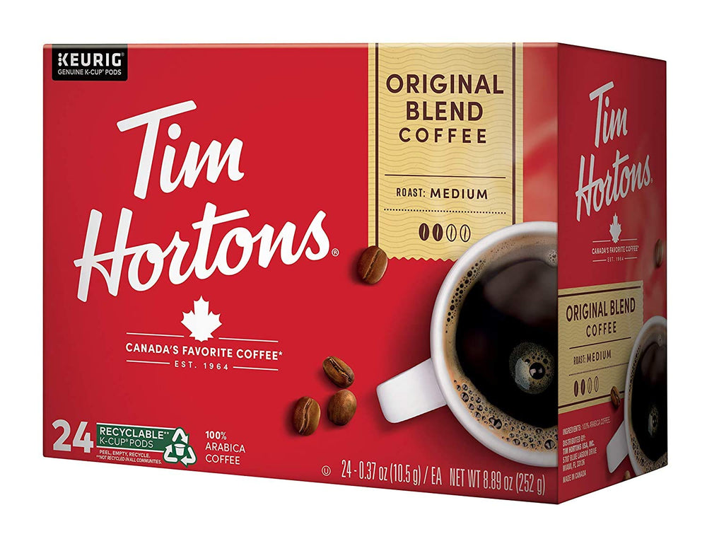 Tim Hortons Original Blend capsule, convenient single-serve pod for Keurig brewers.