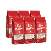 Tim Hortons Original coffee beans pack demonstrates premium whole bean freshness for at-home grinding.