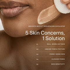 Timeline Mitopure plant-based acids close-up highlighting gentle exfoliation and skin smoothing.