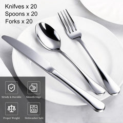 TININA dinner knives in the 60-piece set for precise cuts.