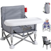 Tiny Marvels portable booster seat folded for compact storage and travel use.
