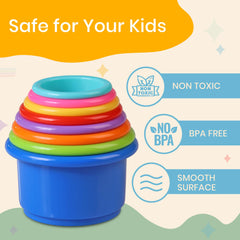 Tiny Tinker bath-time cups add color while stacking and splashing