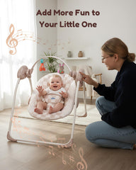 Tiny Marvels portable swing operates quietly for tranquil moments