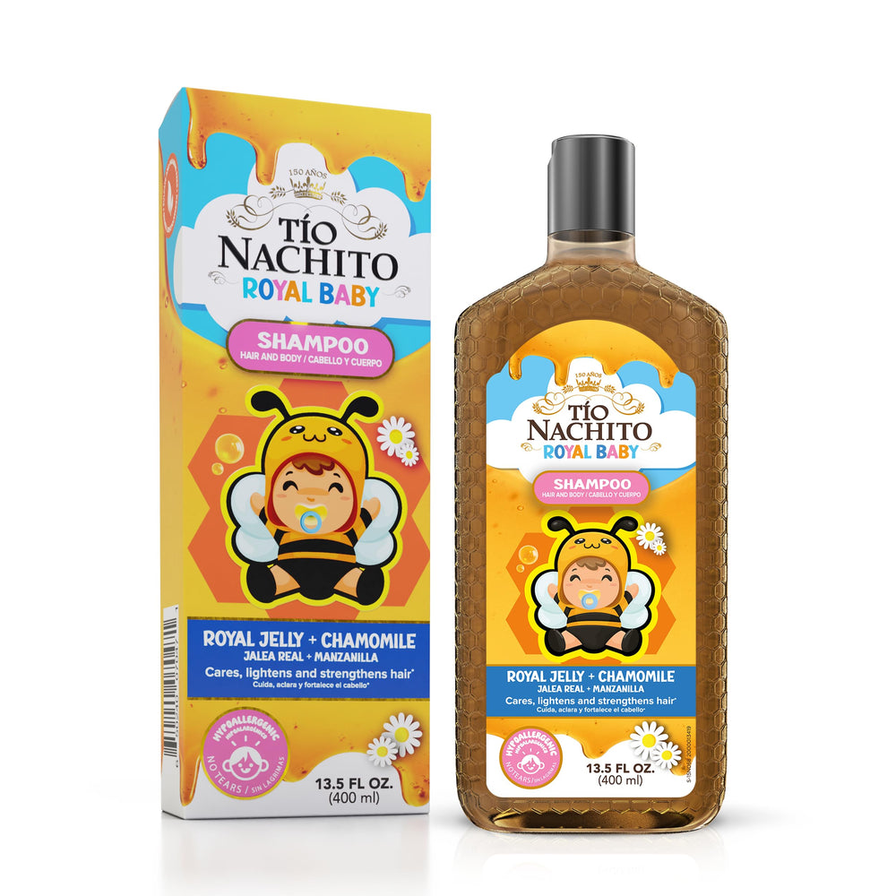 Tio Nacho Royal Baby Shampoo bottle front, gentle cleansing for hair and skin.