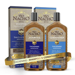 Tio Nacho thickening shampoo bottle shows a volumizing formula for thinning hair