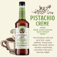 Tippleman's Pistachio Creme Syrup dessert drizzle on vanilla cake or ice cream