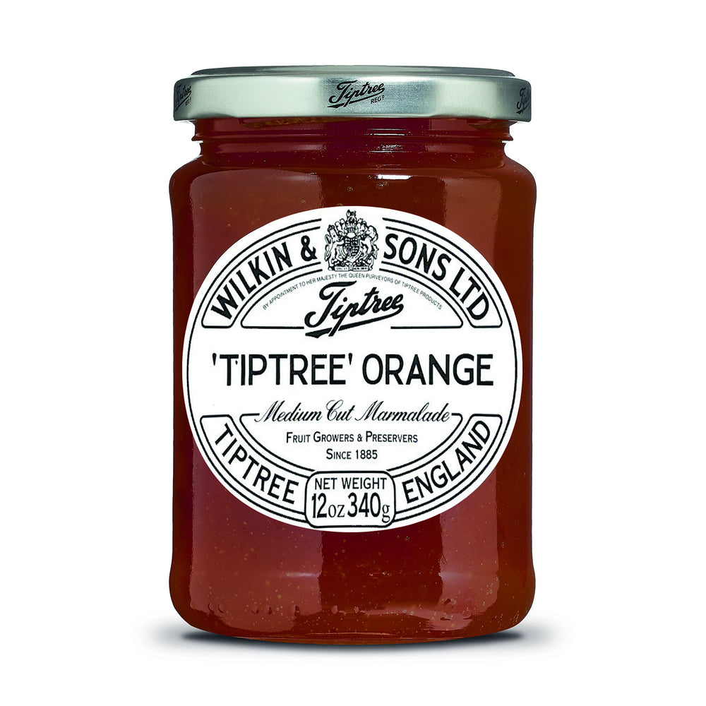 Tiptree Orange Marmalade jar showcasing Seville oranges; ideal for breakfast and toast.