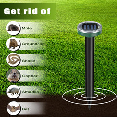 Tirgo solar mole repellent ground stake inserted in soil for yard protection