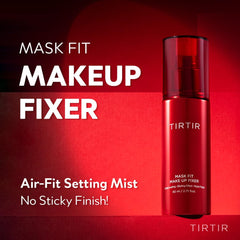 TIRTIR Mask Fit closeup dispense highlights precise spray for even makeup fixation.