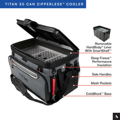 Titan 30-can capacity is ideal for picnics and road trips.