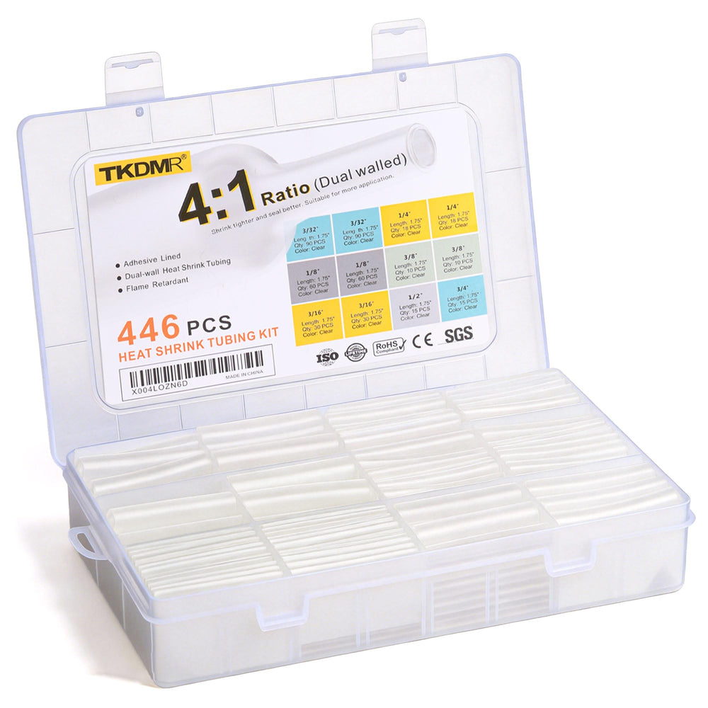 TKDMR 446pcs heat shrink kit packaging for organized setup