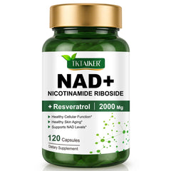TKTALKER NAD bottle with 120 capsules for daily vitality.