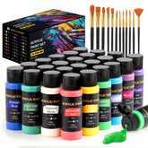 TMOL acrylic paint set with 24 vibrant colors in 60ml bottles for canvases and crafts