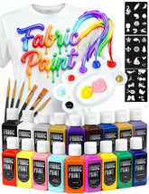 TMOL fabric paint set with 18 colors in bottles for vibrant designs.
