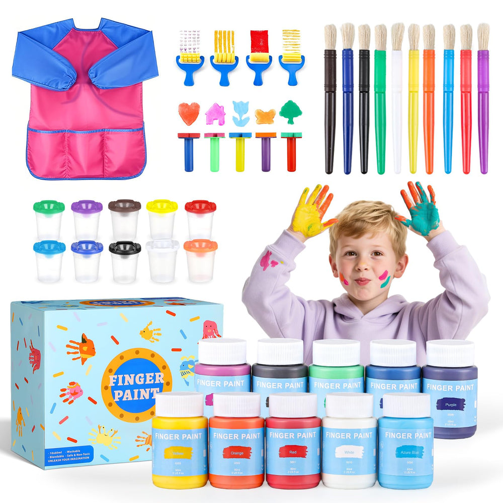 TMOL Washable Paint Kit with 10 colors for mess-free toddler art sessions