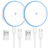 TNDAJI MagSafe Charger Two-Pack front view with dual pads for Apple devices.
