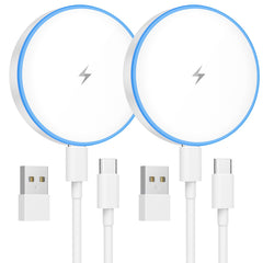 TNDAJI MagSafe Charger Two-Pack front view with dual pads for Apple devices.