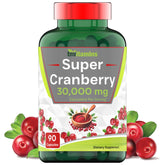 TNVitamins Cranberry Pills bottle with 30,000 mg serving highlighted for urinary health support.
