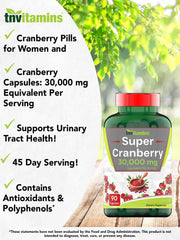 TNVitamins Cranberry Pills display antioxidants and polyphenols in the concentrate.