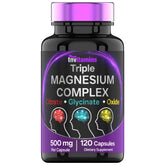TNVitamins Triple Magnesium Complex bottle with 120 capsules for a four-month daily supply.