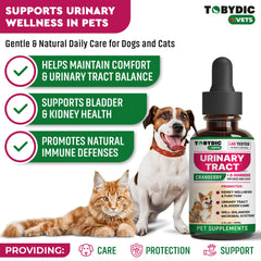 TOBYDIC UTI label closeup highlights cranberry and D-Mannose for urinary health.