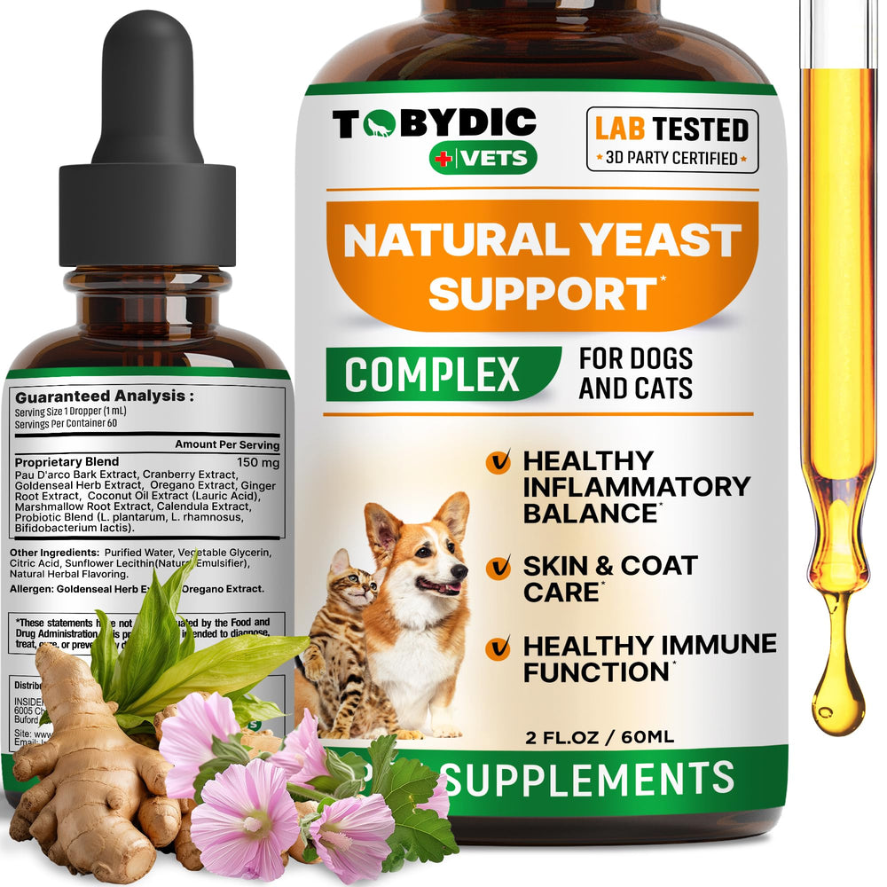 TOBYDIC yeast relief drops bottle pour enables easy administration for pets